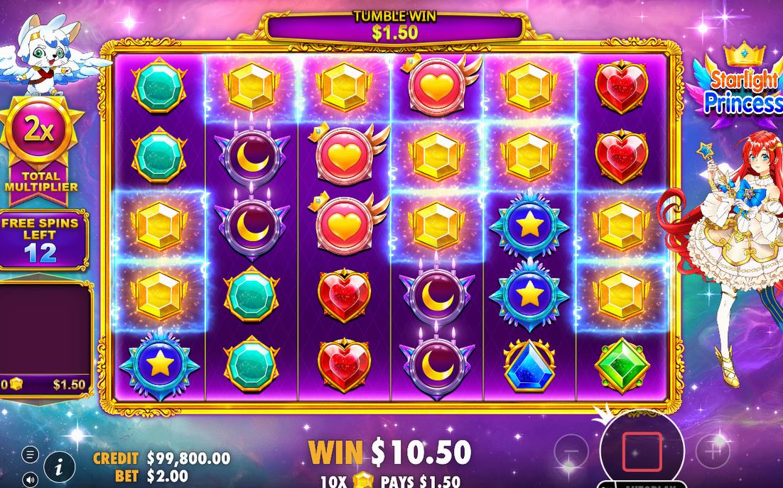 Free Spins-läge med lila stjärnhimmel som bakgrund